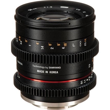 Rokinon 50mm T1.3 Objetivo Cine Compacto para Sony E 31.7° ángulo de visión con parasol y filtros 62mm