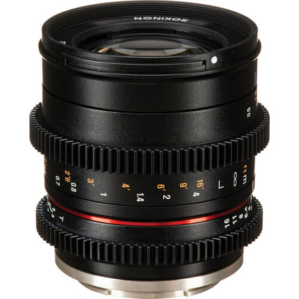Rokinon 50mm T1.3 Objetivo Cine Compacto para Sony E 31.7° ángulo de visión con parasol y filtros 62mm