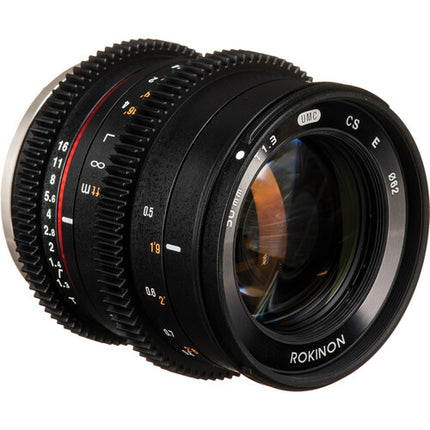 Rokinon 50mm T1.3 Objetivo Cine Compacto para Sony E 31.7° ángulo de visión con parasol y filtros 62mm