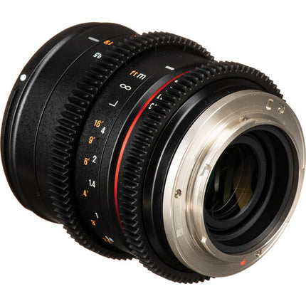 Rokinon 50mm T1.3 Objetivo Cine Compacto para Sony E 31.7° ángulo de visión con parasol y filtros 62mm