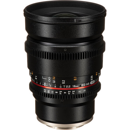 Rokinon 16mm T2.2 Cine DS Lente para Sony E Montura APS-C 77mm Filtro y Capuchones