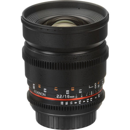 Rokinon 16mm T2.2 Objetivo Cine DS para Nikon F Montura APS-C y 77mm filtro