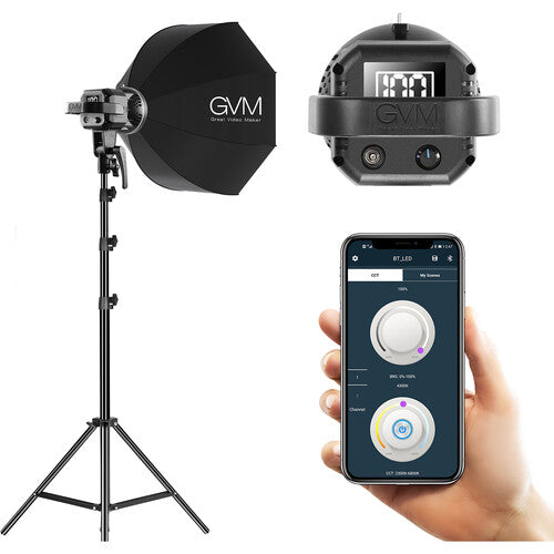 GVM LS-p80s Luz LED de Video 5600K Kit 1 Luz con Softbox y Soporte