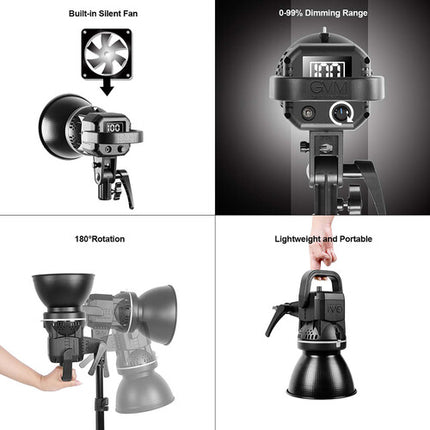 GVM LS-p80s Luz LED de Video 5600K Kit 1 Luz con Softbox y Soporte