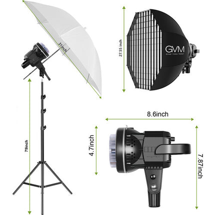 GVM LS-p80s Luz LED de Video 5600K Kit 1 Luz con Softbox y Soporte