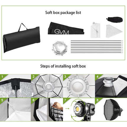 GVM P80S Kit de Iluminación LED 4 Luces 5600K con Sombrillas y Fondos