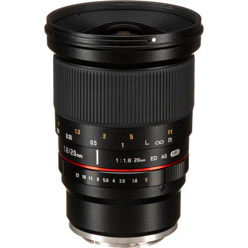 Rokinon 20mm f/1.8 ED AS UMC Objetivo Sony E Montura Full Frame f/1.8 a f/22