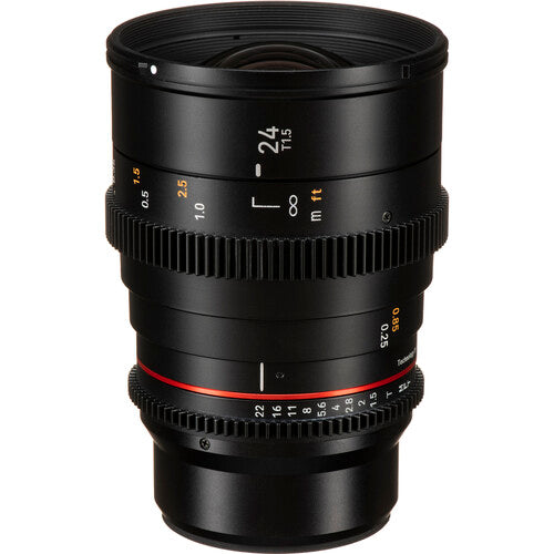Rokinon 24mm T1.5 DSX Lente de Cine MFT Montura Abertura T1.5 y Parasol Petalo
