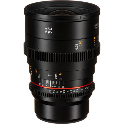 Rokinon 24mm T1.5 DSX Lente de Cine MFT Montura Abertura T1.5 y Parasol Petalo