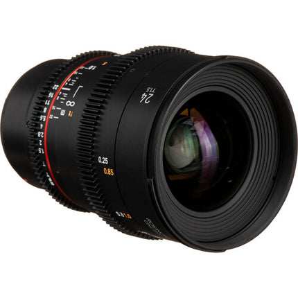 Rokinon 24mm T1.5 DSX Lente de Cine MFT Montura Abertura T1.5 y Parasol Petalo