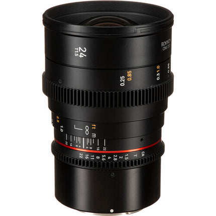 Rokinon 24mm T1.5 DSX Lente Cine de Alta Velocidad Montura RF Sellada y 9 Cuchillas