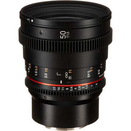 Rokinon 50mm T1.5 DSX Lente Cine Full Frame Montura E y Parasol Petal