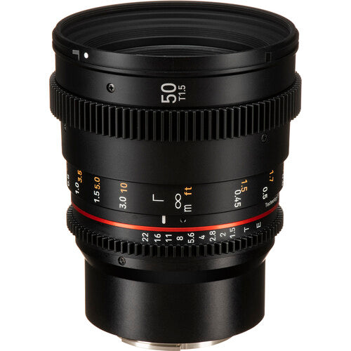 Rokinon 50mm T1.5 DSX Lente Cine Full Frame Montura E y Parasol Petal