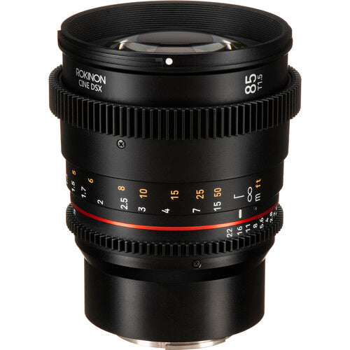 Rokinon 85mm T1.5 Lente Cine Full Frame con Montura E y Parasol