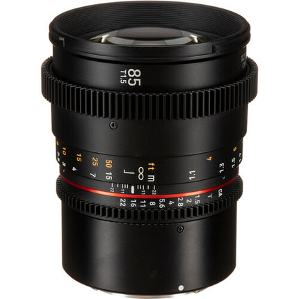 Rokinon 85mm T1.5 DSX Lente de Cine Full-Frame con Iris de 9 Palas y Parasol
