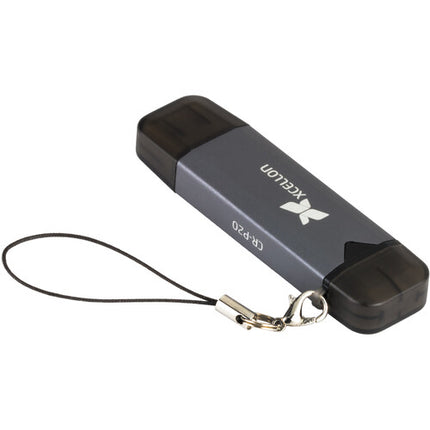 Xcellon Dual USB 3.2 Gen 1 Lector de Tarjetas con Keychain y USB-C USB-A