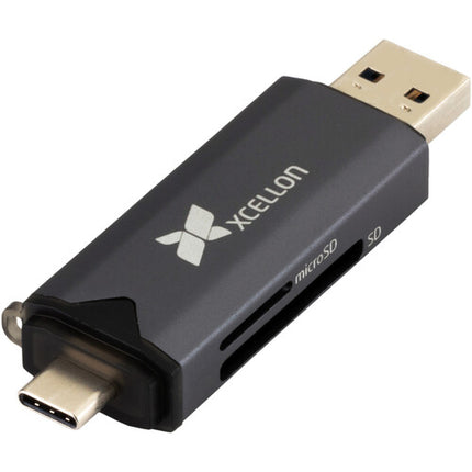 Xcellon Dual USB 3.2 Gen 1 Lector de Tarjetas con Keychain y USB-C USB-A