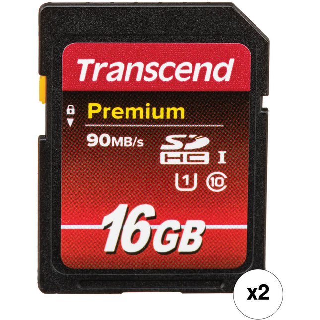 Transcend 16GB Tarjeta de Memoria SDHC Clase 10 UHS-I 90 MB/s 2-Pack
