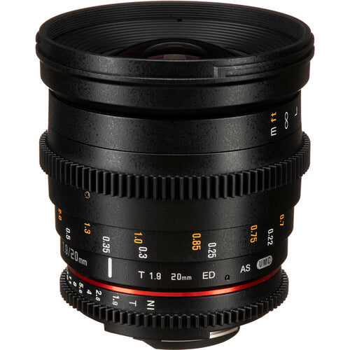 Rokinon 20mm T1.9 Lente Cine para Nikon F Ángulo 94.8° y Filtro 77mm