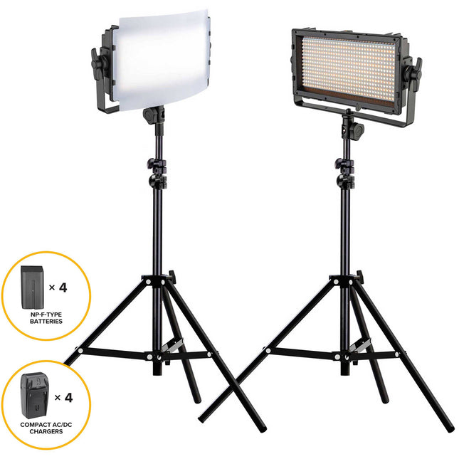 Genaray Spectro LED Essential 500IIB Panel LED Bi-Color 3200K-5600K Kit 2 Luces con Baterías
