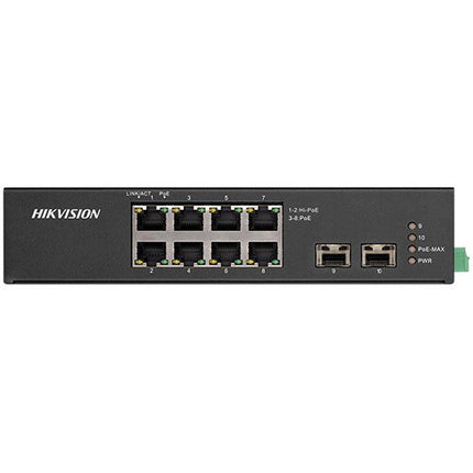 Hikvision DS-3T0510HP-E/HS Switch de Red 8 Puertos Gigabit PoE+ 110W