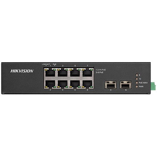 Hikvision DS-3T0510HP-E/HS Switch de Red 8 Puertos Gigabit PoE+ 110W