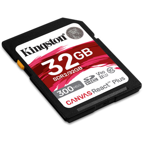 Kingston 32GB Canvas React Plus Tarjeta de Memoria SDHC UHS-II 300 MB/s Lectura 260 MB/s Escritura