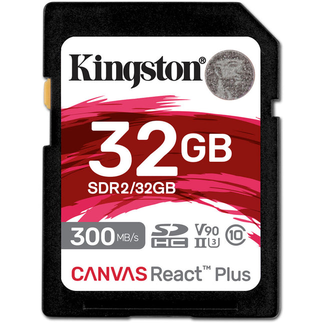 Kingston 32GB Canvas React Plus Tarjeta de Memoria SDHC UHS-II 300 MB/s Lectura 260 MB/s Escritura