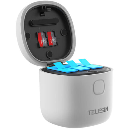 TELESIN Caja Cargadora Baterías 3 Pilas y Lector TF para GoPro HERO9/10