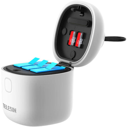 TELESIN Caja Cargadora Baterías 3 Pilas y Lector TF para GoPro HERO9/10