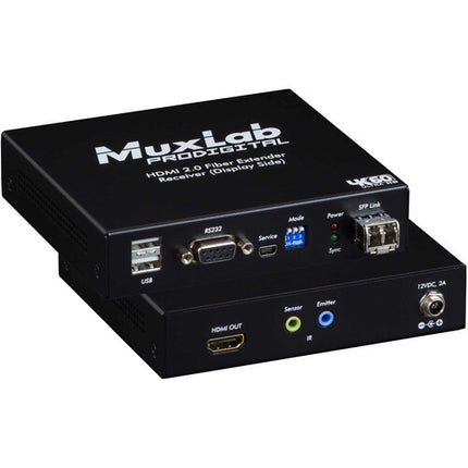 MuxLab Single-Mode HDMI 2.0 Extensor de Fibra Kit 4K 60Hz HDR 10km