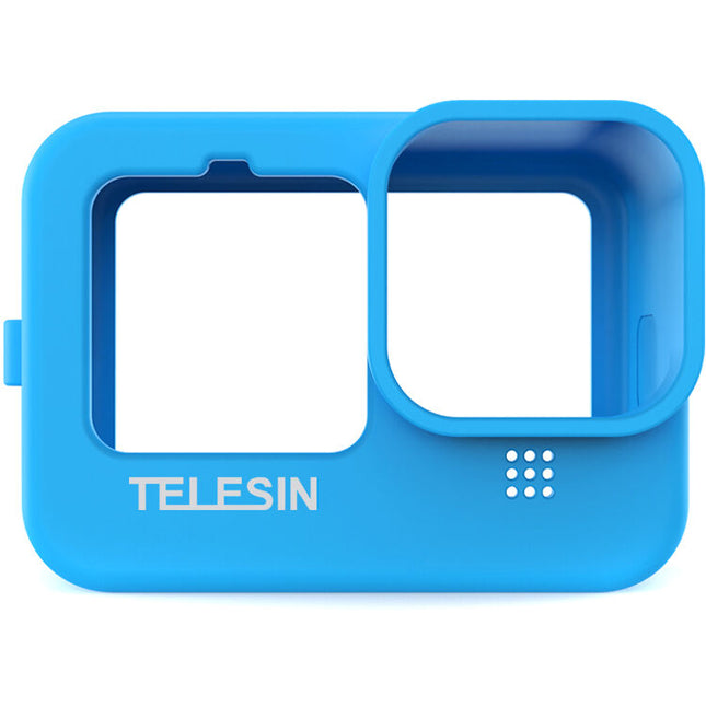 TELESIN Funda de Silicona Protectora con Correa y Cubierta de Lente Azul para GoPro HERO