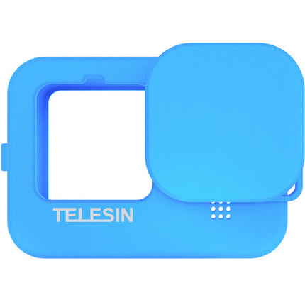 TELESIN Funda de Silicona Protectora con Correa y Cubierta de Lente Azul para GoPro HERO