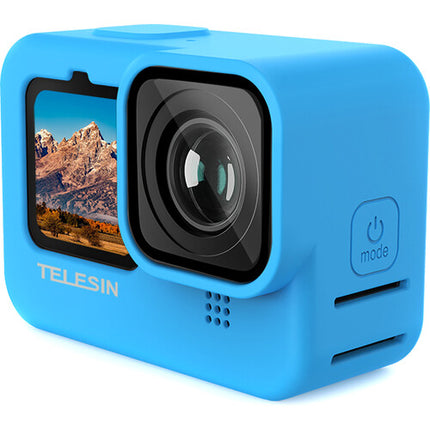 TELESIN Funda de Silicona Protectora con Correa y Cubierta de Lente Azul para GoPro HERO