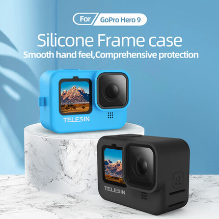 TELESIN Funda de Silicona Protectora con Correa y Cubierta de Lente Azul para GoPro HERO