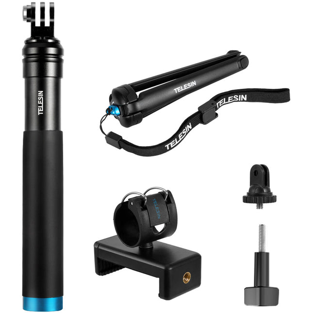 TELESIN Palo Selfie Extendible de Aluminio con Trípode y Clip para Móvil