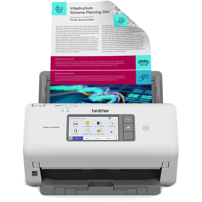 Brother ADS-4700W Escáner profesional inalámbrico 40 ppm 80 ipm 80 páginas ADF pantalla táctil color