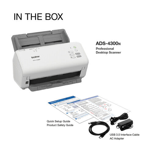 Brother ADS-4300N Escáner de Escritorio Profesional 40 ppm 80 Hojas ADF