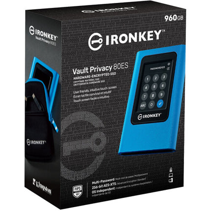 Kingston 960GB IronKey Vault Privacy 80 SSD Externo USB 3.2 Gen 1 250 MB/s con Estuche de Neopreno