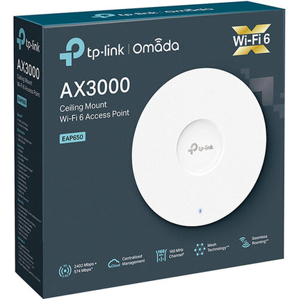 TP-Link EAP650 AX3000 Punto de Acceso Inalámbrico Wi-Fi 6 Dual Band 2976 Mb/s Adapter incluido