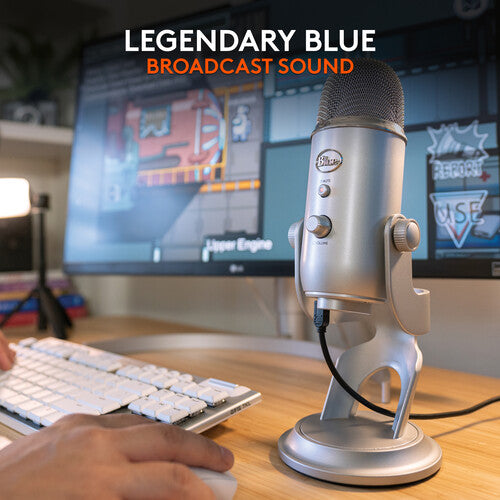 Blue Yeti Micrófono USB Plata con Audio 48 kHz 16 Bit y Soporte