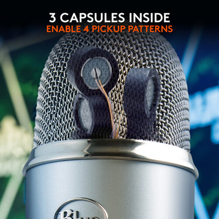 Blue Yeti Micrófono USB Plata con Audio 48 kHz 16 Bit y Soporte