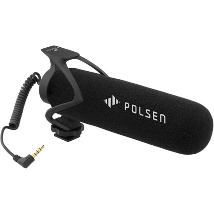 Polsen MVP-6 Micrófono Direccional Shotgun para DSLR Smartphones con Cable en Espiral y Antiviento de Espuma