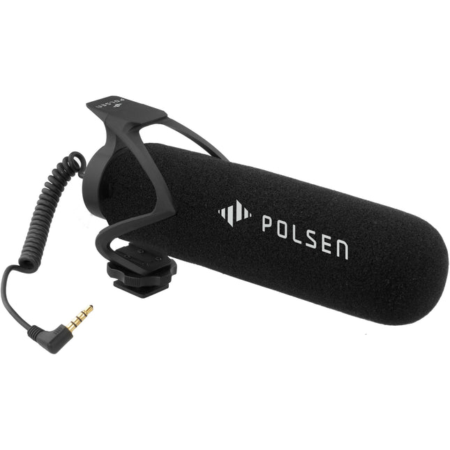 Polsen MVP-6 Micrófono Direccional Shotgun para DSLR Smartphones con Cable en Espiral y Antiviento de Espuma