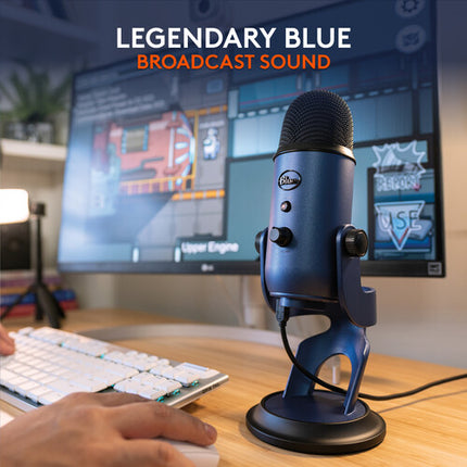 Blue Yeti Micrófono USB Midnight Blue con Audio 48kHz 16-bit y Stand