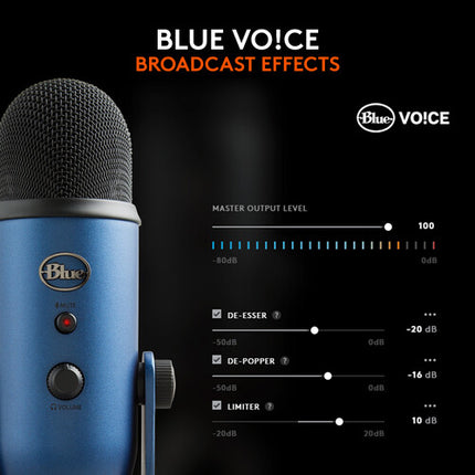 Blue Yeti Micrófono USB Midnight Blue con Audio 48kHz 16-bit y Stand