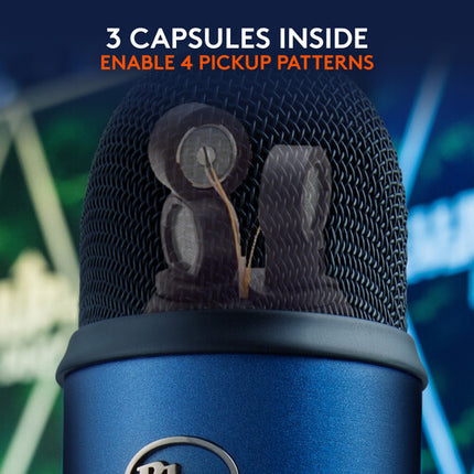 Blue Yeti Micrófono USB Midnight Blue con Audio 48kHz 16-bit y Stand