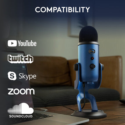 Blue Yeti Micrófono USB Midnight Blue con Audio 48kHz 16-bit y Stand