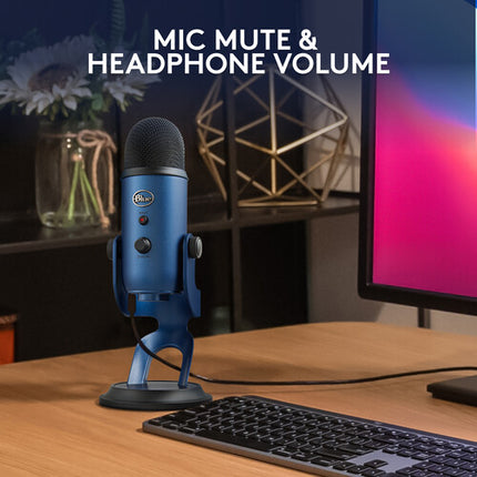Blue Yeti Micrófono USB Midnight Blue con Audio 48kHz 16-bit y Stand