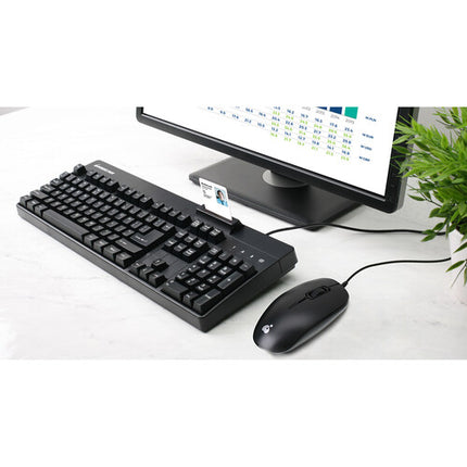 IOGEAR Teclado 104 Teclas con Lector CAC Ratón Óptico 1000 dpi USB